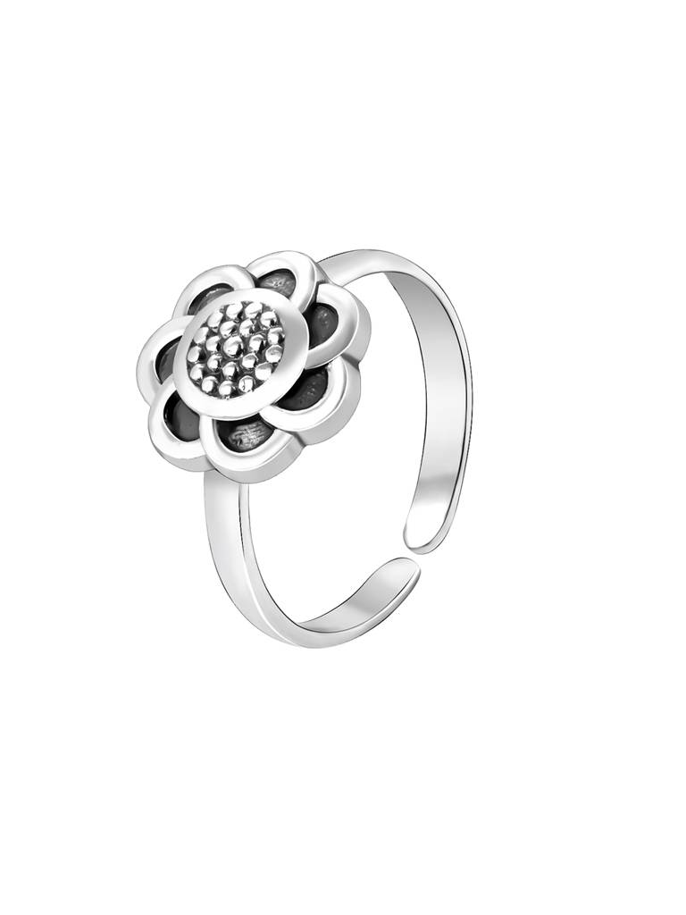 Giva 925 Oxidised Silver Antique Floral Beauty Toe Rings| Toe Rings For Women And Girls : TR0113