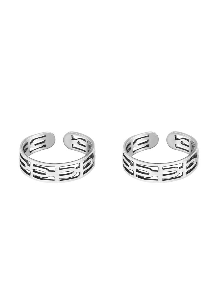 Giva 925 Sterling Silver Three Layered Artisan Toe Rings
