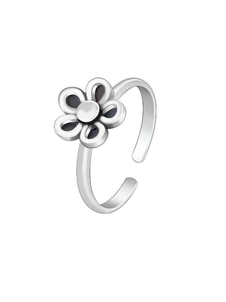Giva 925 Oxidised Silver Blossoming Flower Toe Rings