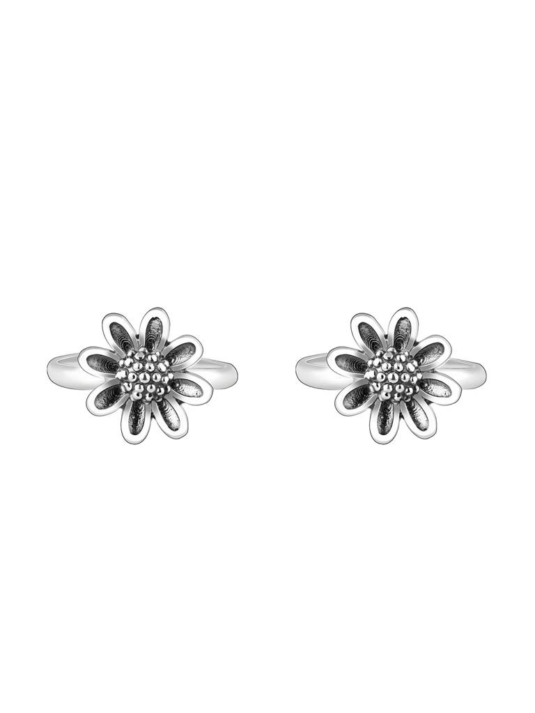 Giva 925 Sterling Silver Silver Floral Accent Toe Rings