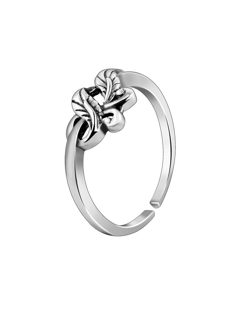 Giva 925 Silver Oxidised Silver Twin Leaves Toe Rings : TR0129