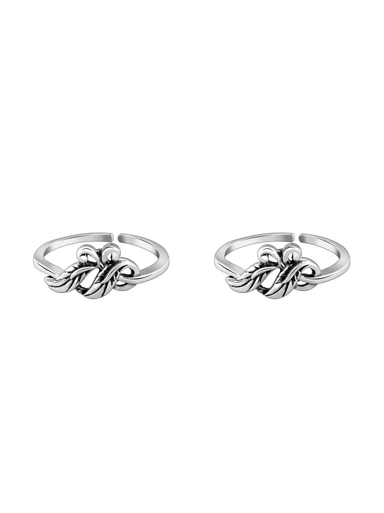 Giva 925 Silver Oxidised Silver Twin Leaves Toe Rings : TR0129
