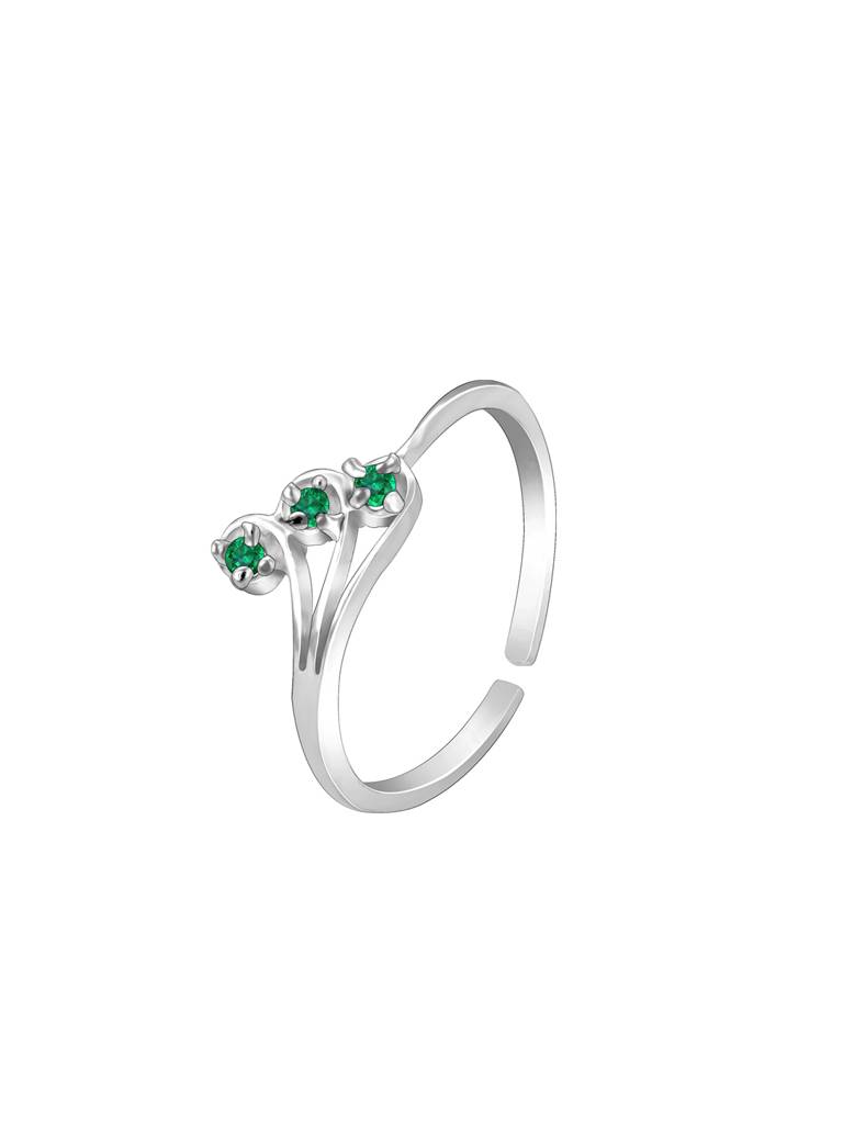 Giva 925 Sterling Silver Emerald Trio Toe Rings