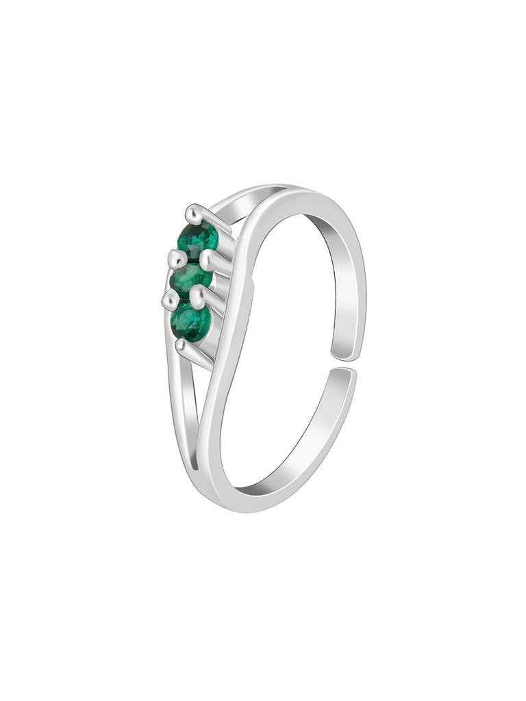 Giva 925 Sterling Silver Emerald Enchantment Toe Rings