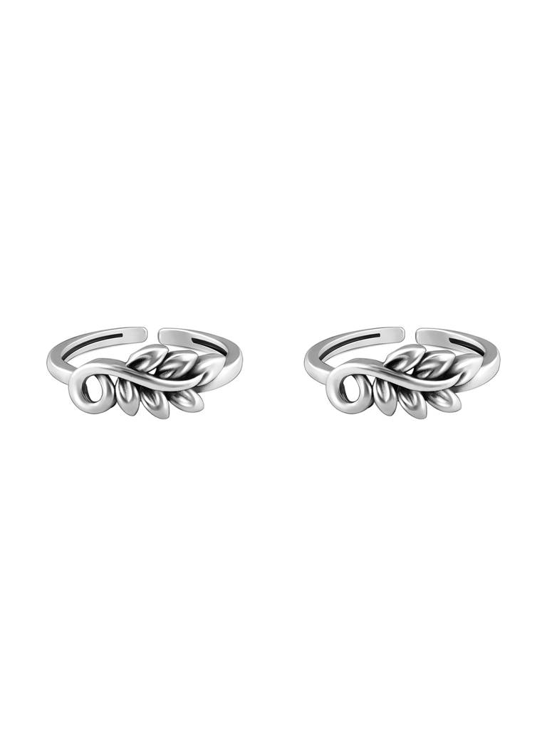 Giva 925 Silver Oxidised Silver Oak Leaves Toe Rings : TR0139