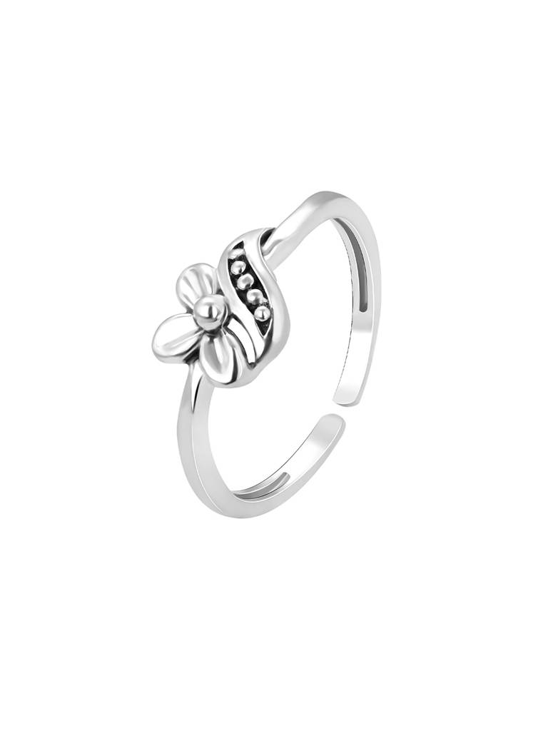 Giva 925 Oxidised Silver Half Bloom Twist Toe Rings
