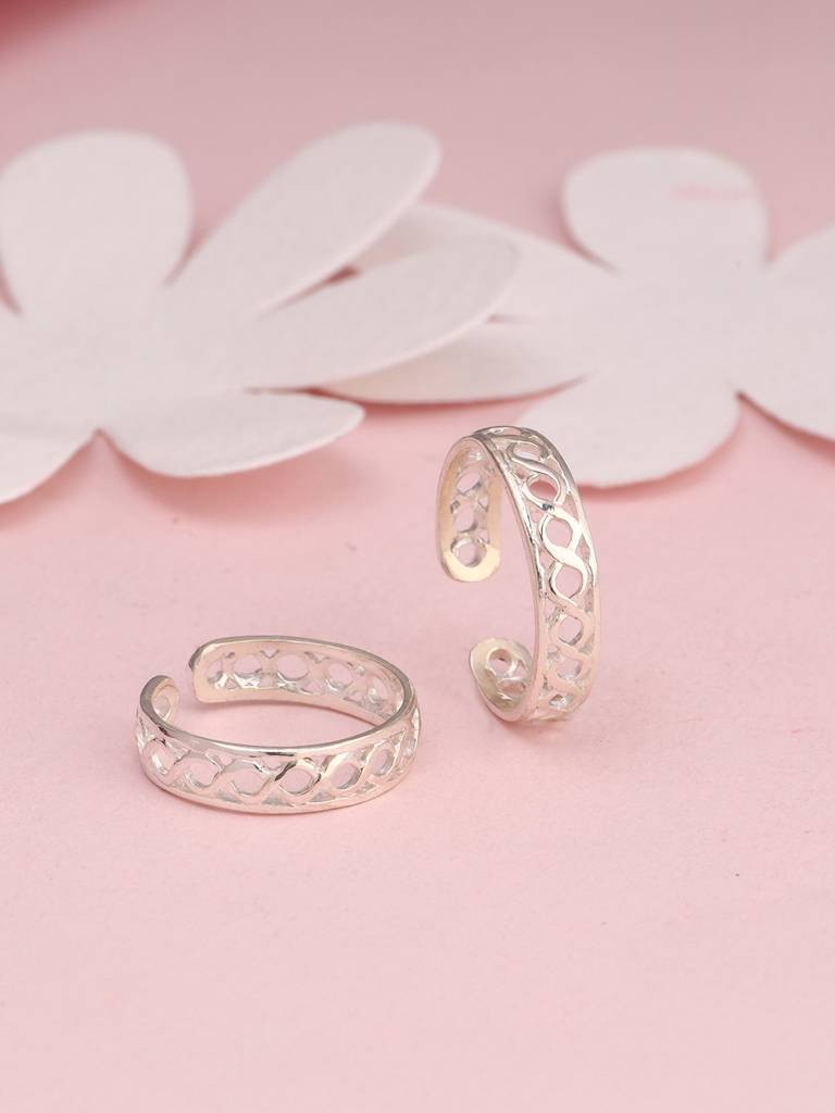 Giva 925 Sterling Silver Alluring Carvings Toe Rings