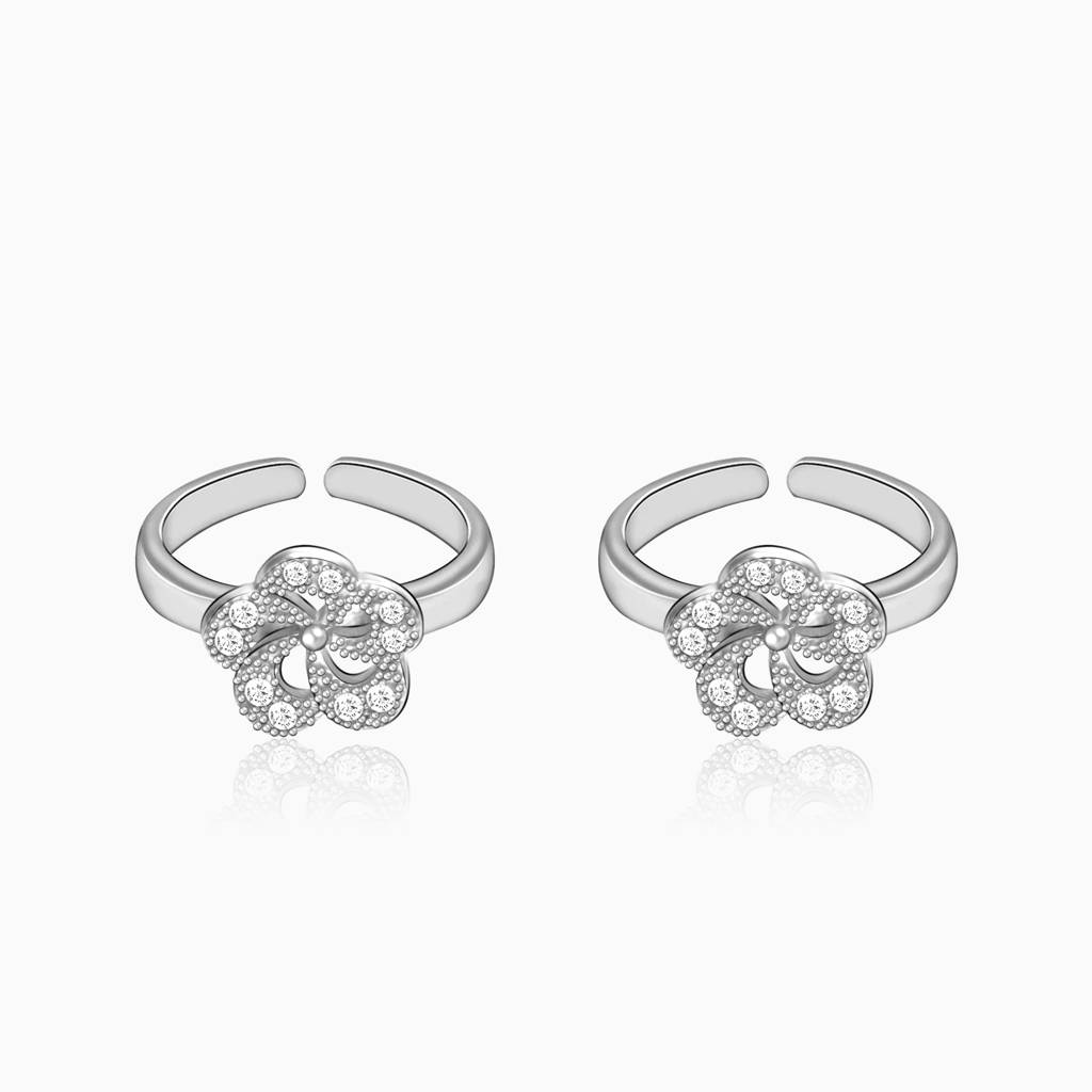 Silver Flower Toe Rings : TR014
