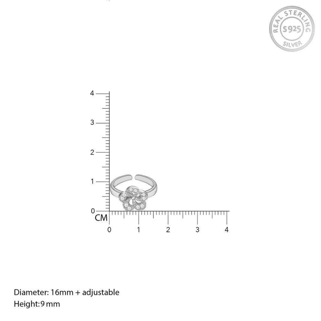 Silver Flower Toe Rings : TR014