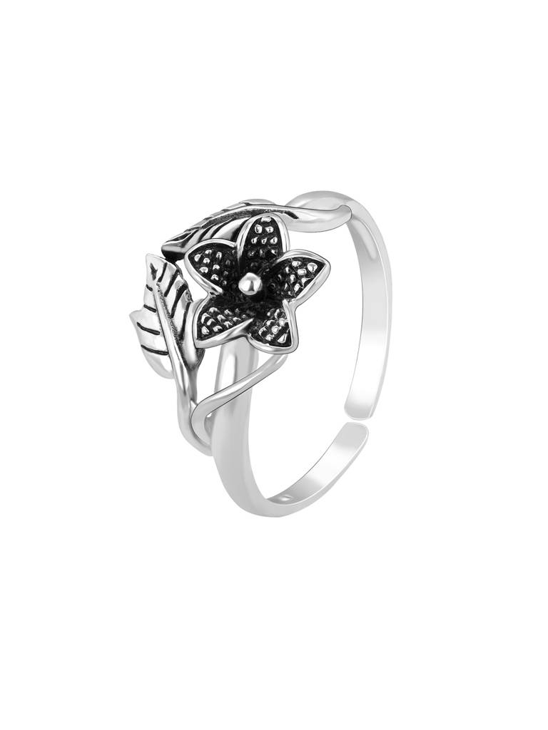 Giva 925 Sterling Oxidised Silver Floral Toe Rings