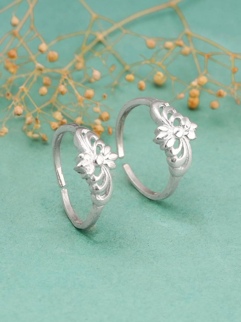 Giva 925 Sterling Silver Miniature Floral Toe Rings