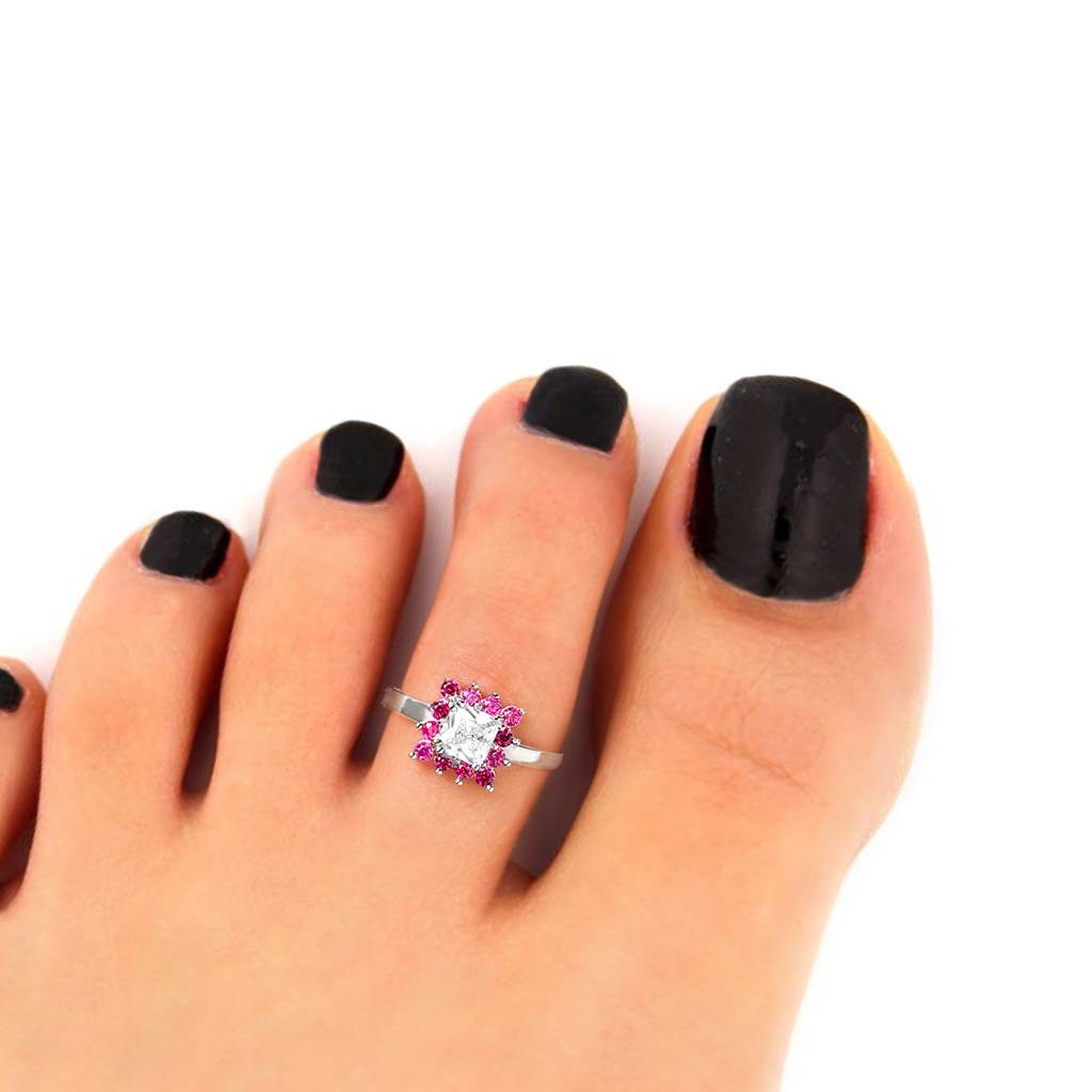 Silver Pop Pink Symmetry Toe Ring : TR016