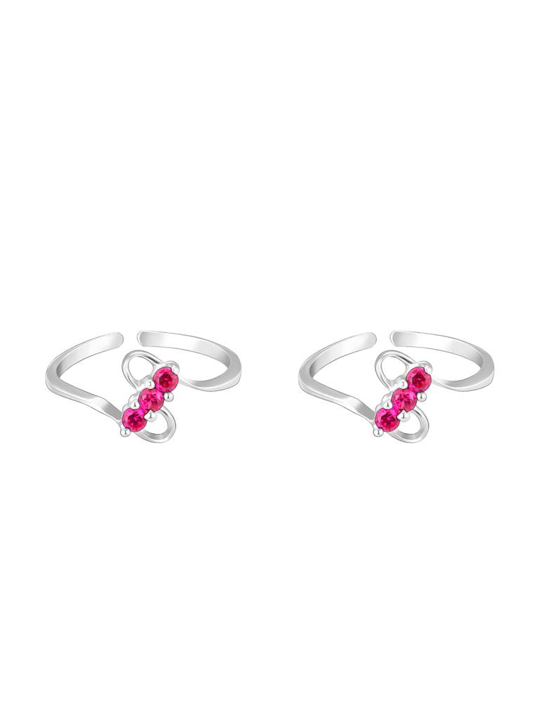 Giva 925 Sterling Silver Blushing Gem Slim Toe Rings