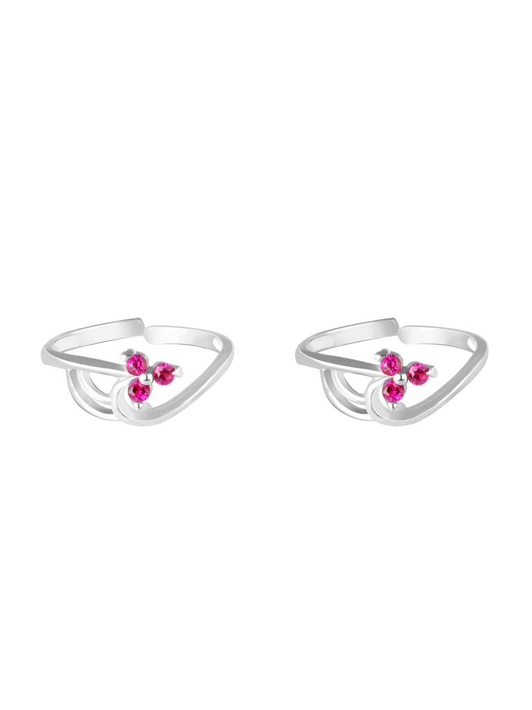 Giva 925 Sterling Silver Pink Blossom Trio Toe Rings