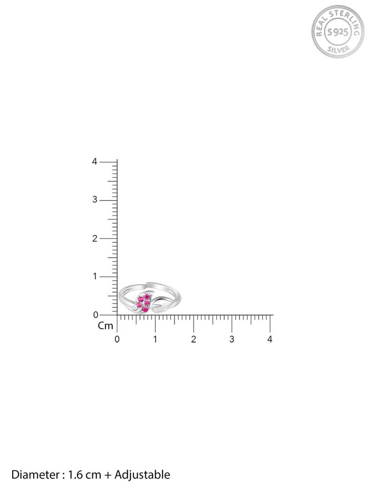 Giva 925 Sterling Silver Pink Stone Leaflet Toe Rings