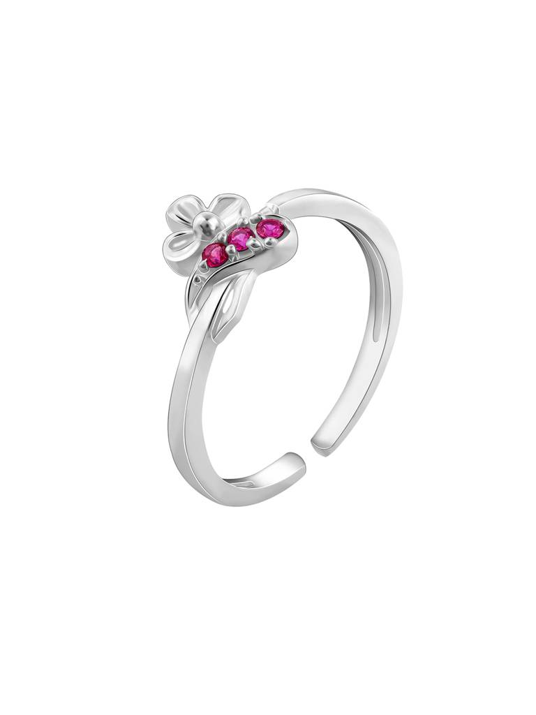 Silver Pink Bloom Toe Rings : TR0180