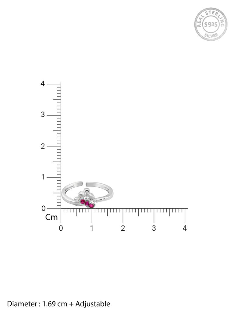 Silver Pink Bloom Toe Rings : TR0180
