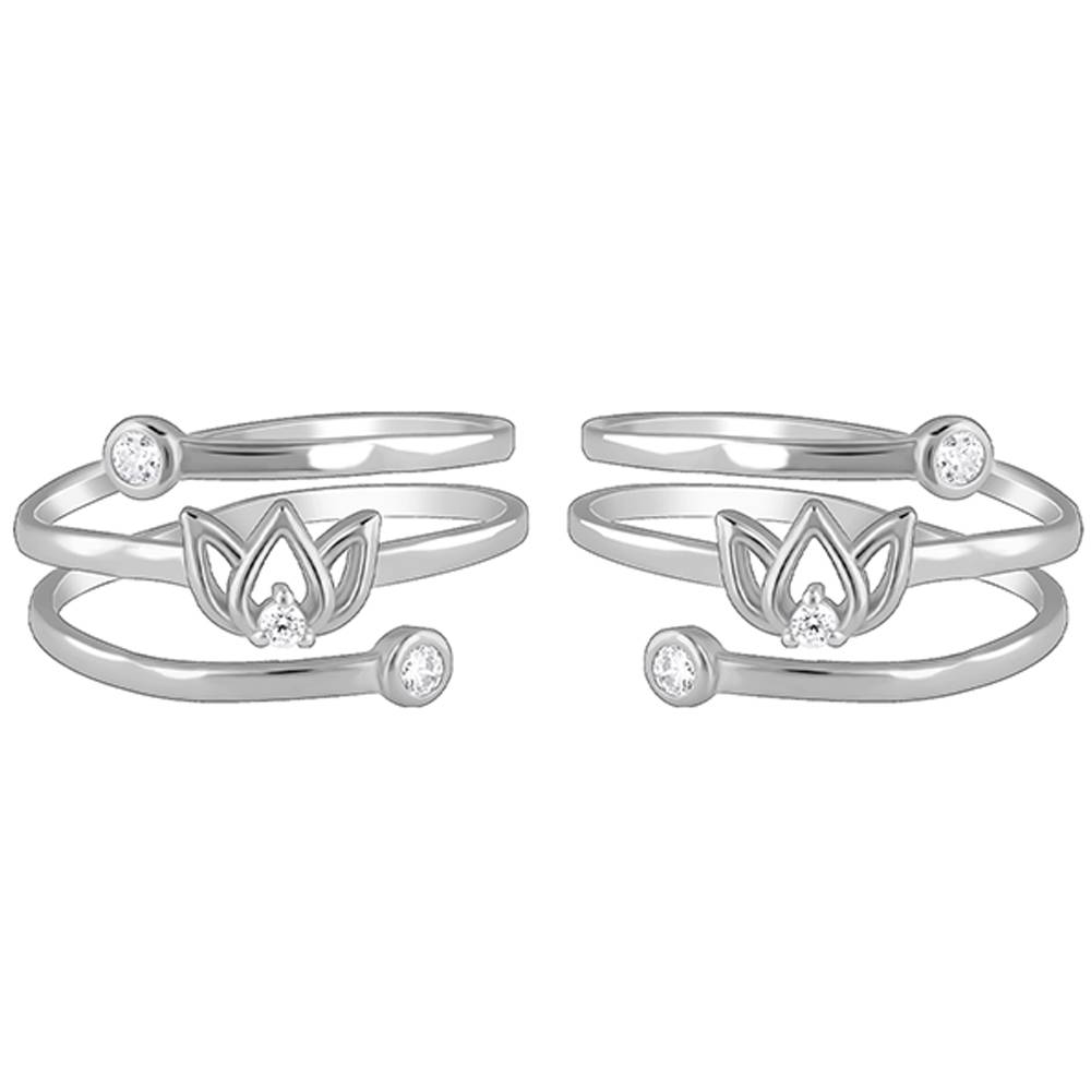 Giva 925 Silver Elegant Lotus Toe Rings| Toe Rings For Women And Girls | With Certificate Of Authenticity And 925 Sta : TR0193