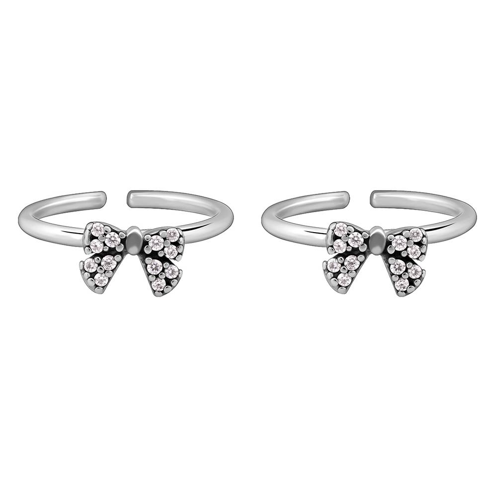 925 Oxidised Silver Bow Toe Rings : TR0217