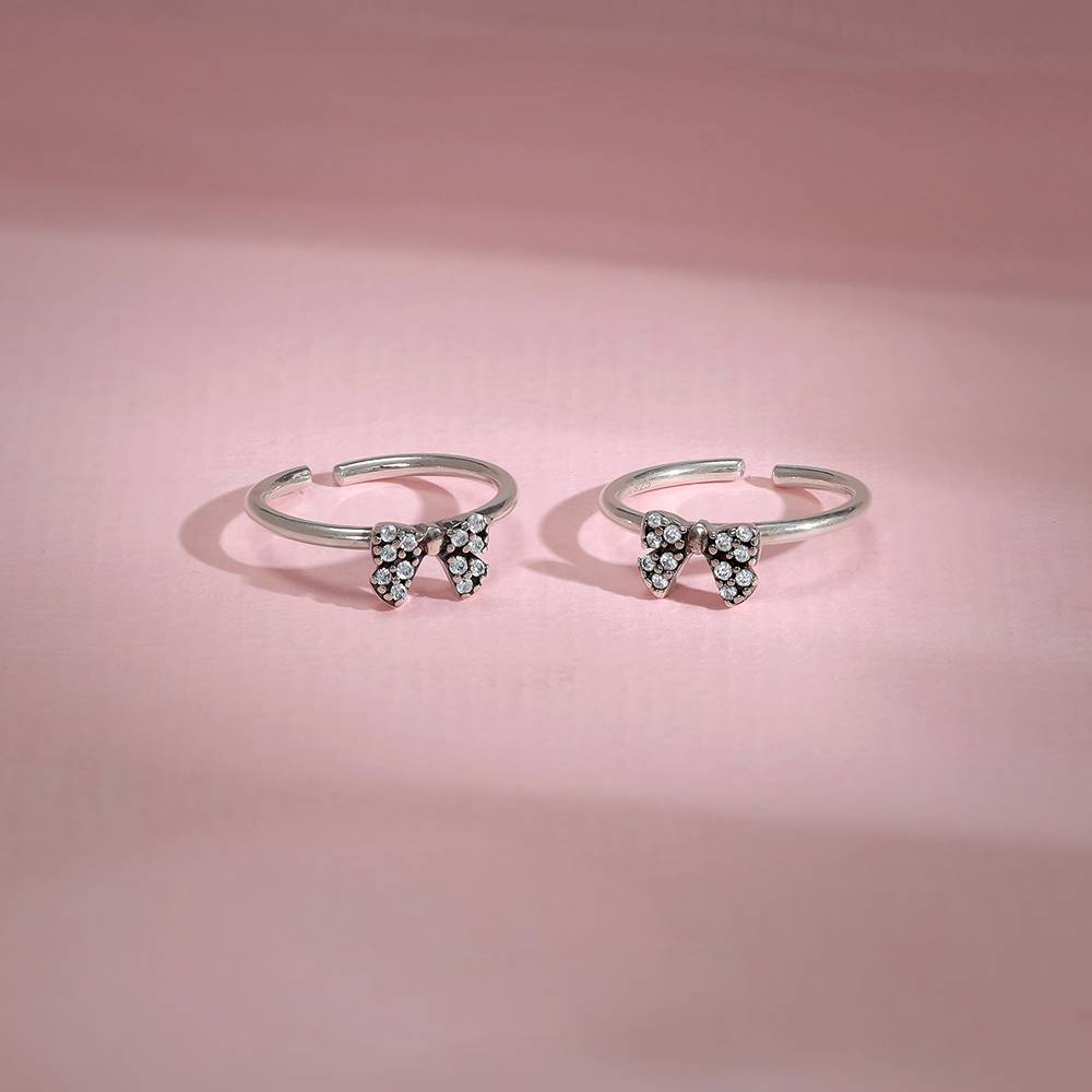925 Oxidised Silver Bow Toe Rings : TR0217