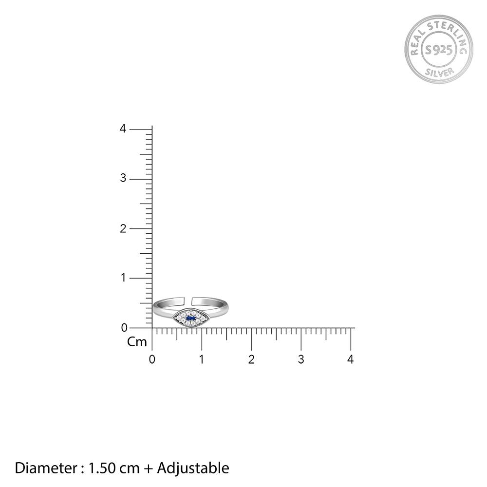 925 Silver Elegant Evil Eye Toe Rings : TR0234