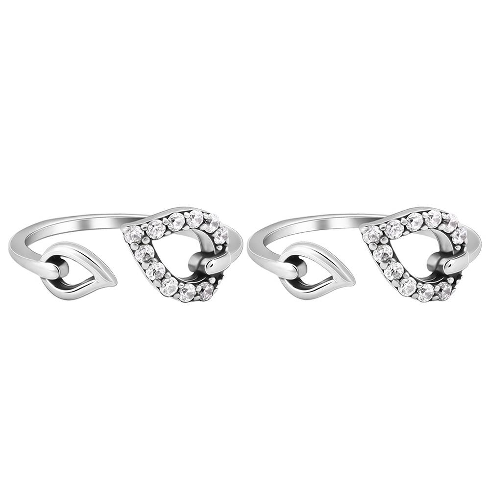 925 Oxidised Silver Aparajita Open Toe Rings : TR0250
