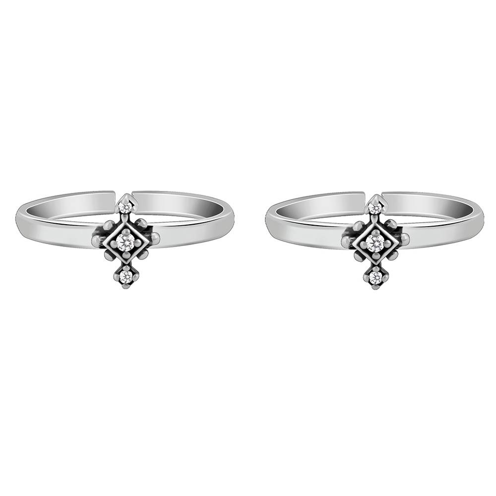 925 Oxidised Silver Simran Toe Rings : TR0254