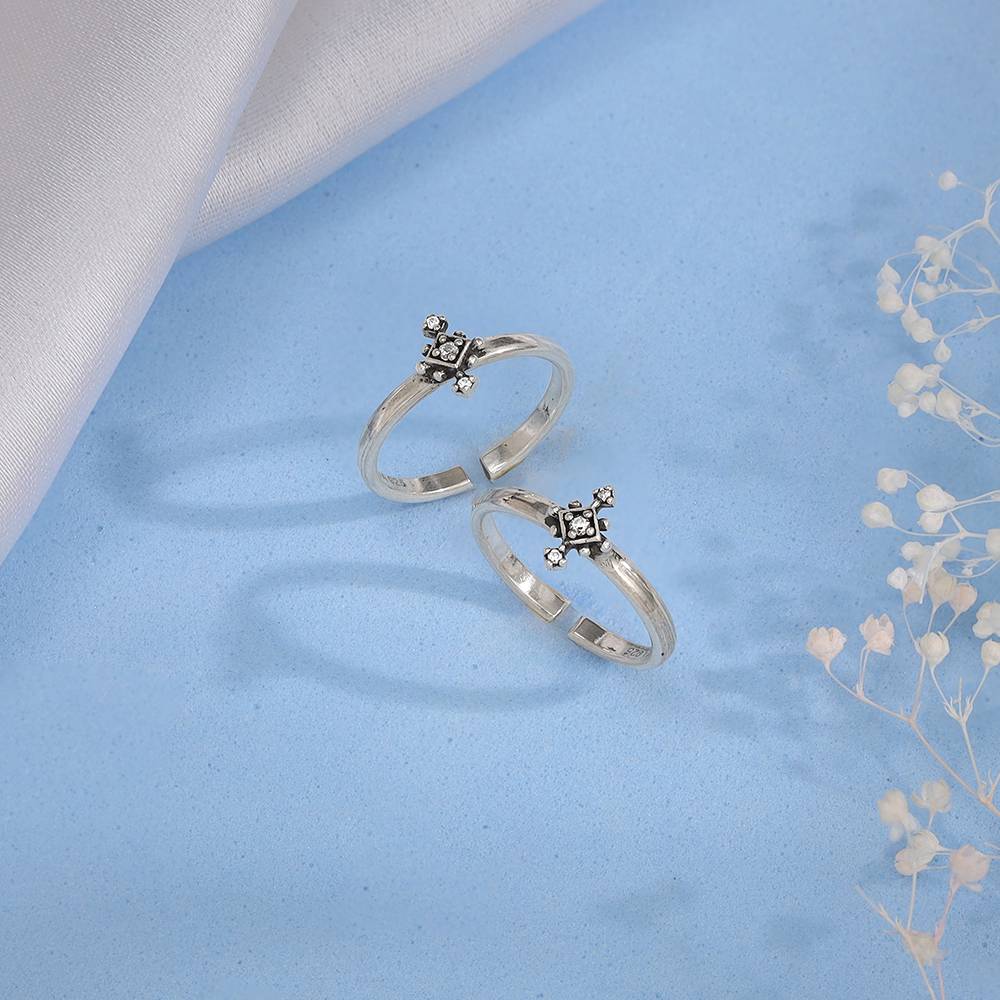 925 Oxidised Silver Simran Toe Rings : TR0254