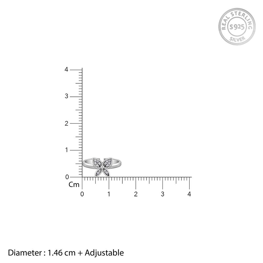 925 Oxidised Silver Shinny Butterfly Toe Rings : TR0255