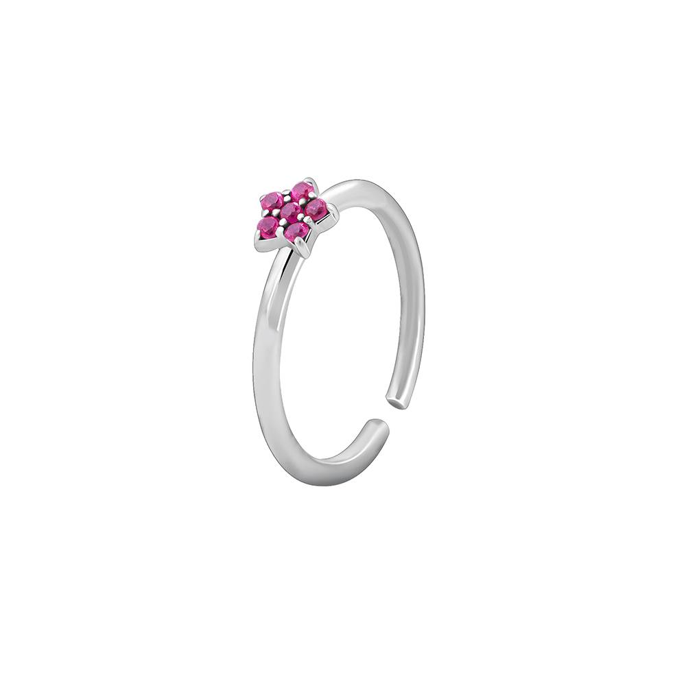 925 Oxidised Silver Pink Floral Toe Rings : TR0259