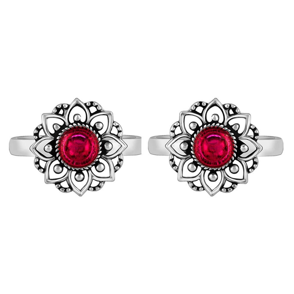925 Oxidised Silver Mandala Toe Rings, Adjustable| Toe Rings For Women And Girls : TR0290