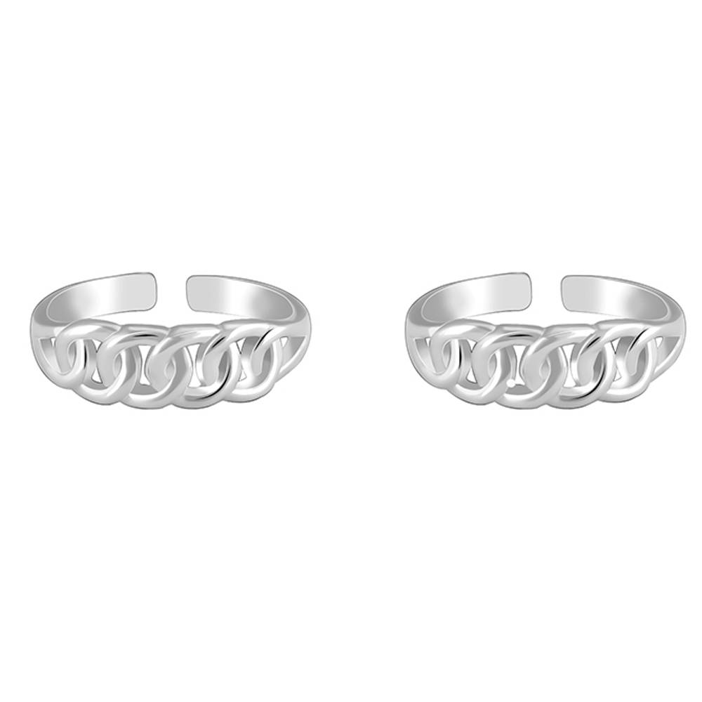 925 Silver Flowing Links Toe Rings, Adjustable| Toe Rings For Women And Girls : TR0299