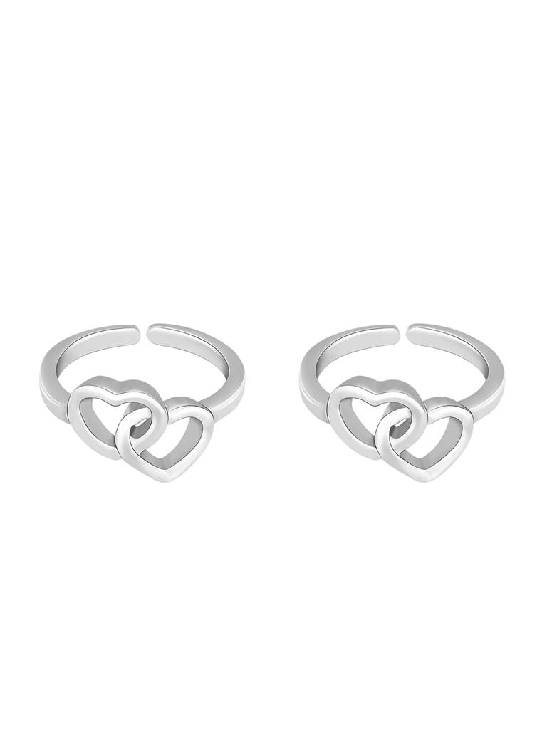 GIVA 925 Sterling Silver Linked Hearts Toe Rings