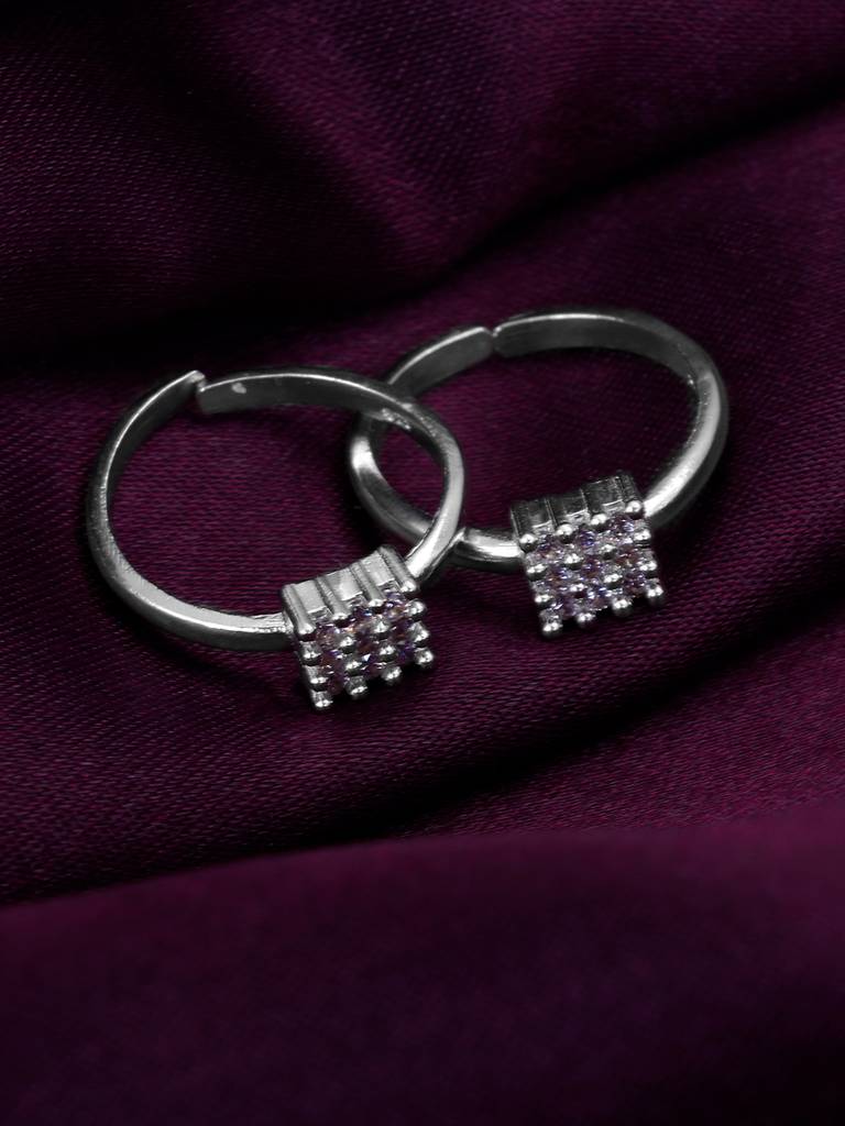 GIVA 925 Sterling Silver Square Zircon Toe Rings