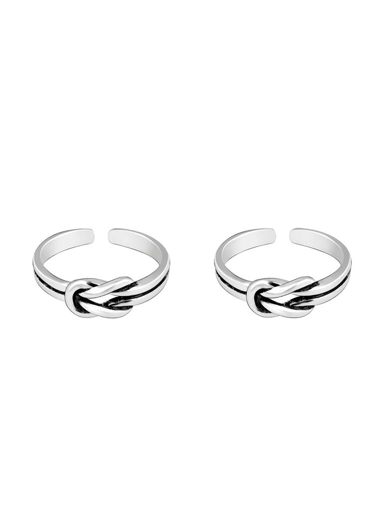GIVA 925 Sterling Silver Oxidised Silver Love Knot Toe Rings