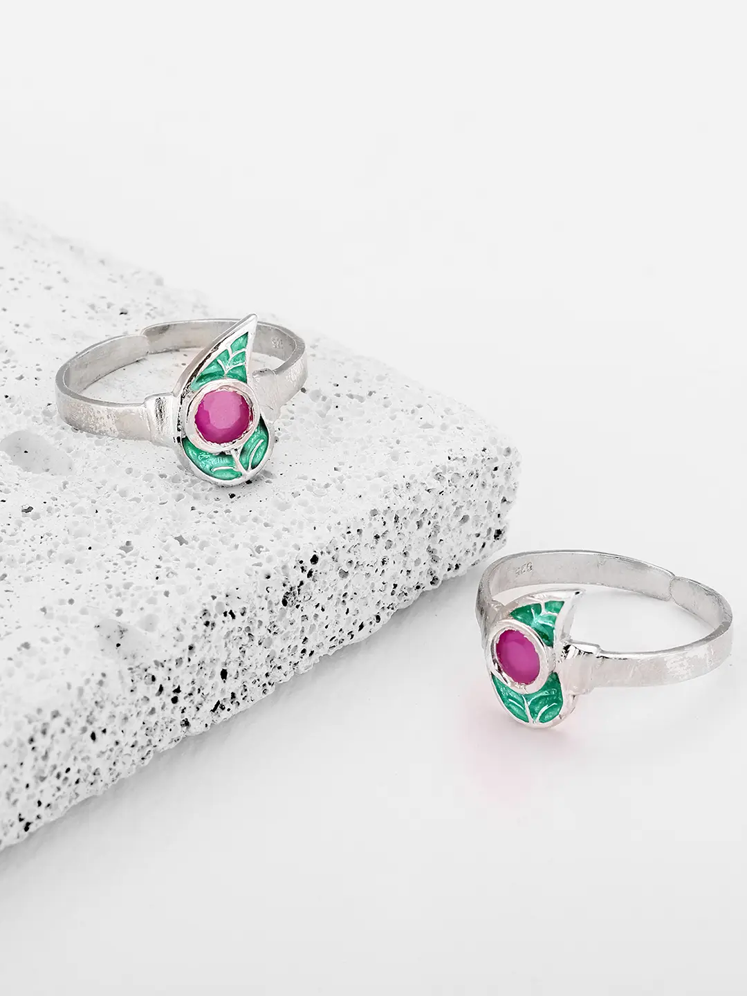 GIVA 925 Sterling Silver Pink Stone Beautiful Leaf Toe Rings | GIVA 925 ...