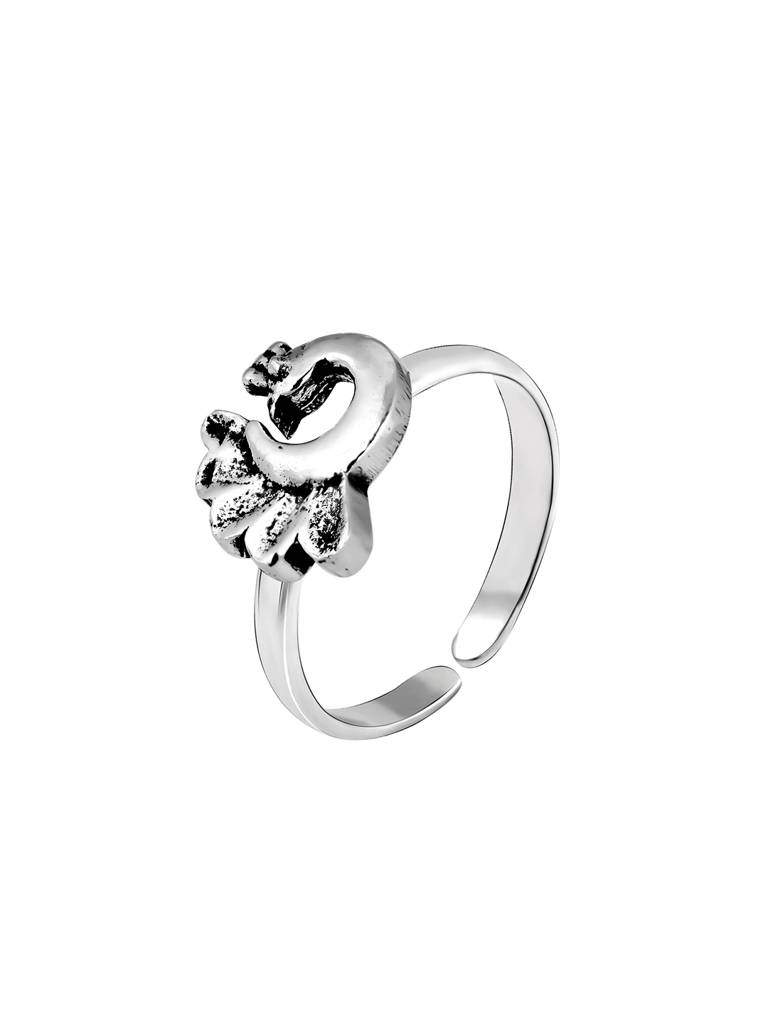 GIVA 925 Sterling Silver Oxidised Silver Peacock Toe Rings