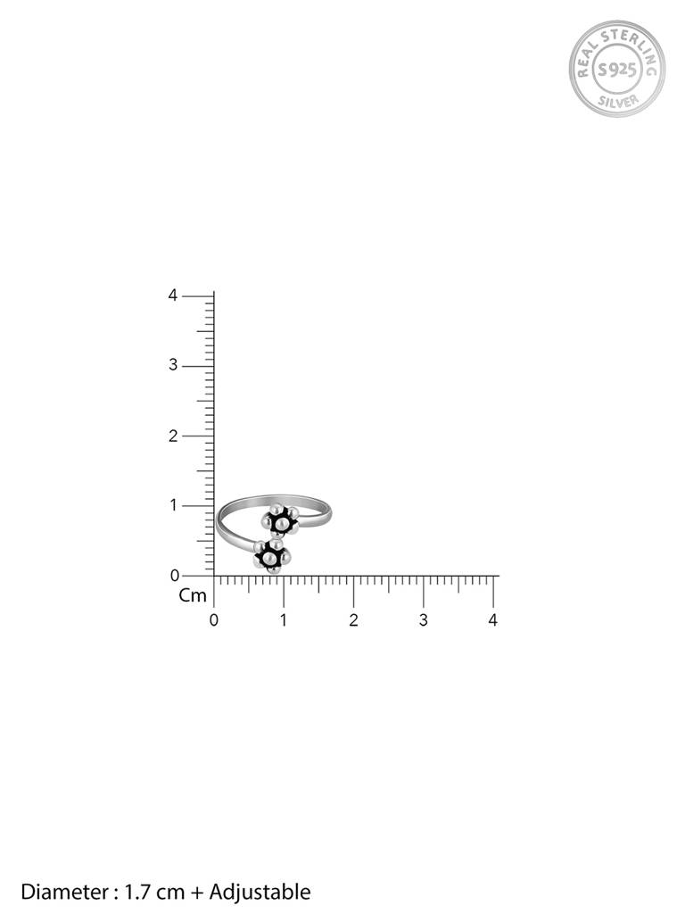 GIVA 925 Sterling Silver Oxidised Silver Floral Beaded Toe Rings
