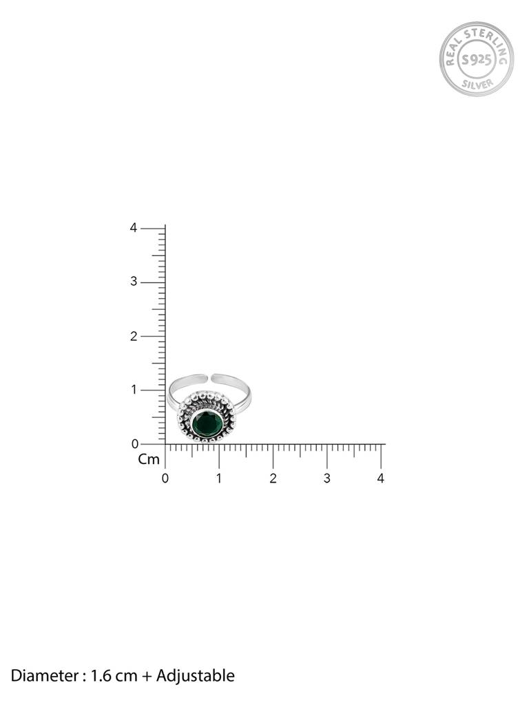 GIVA 925 Sterling Silver Oxidised Silver Gleaming Green Toe Rings