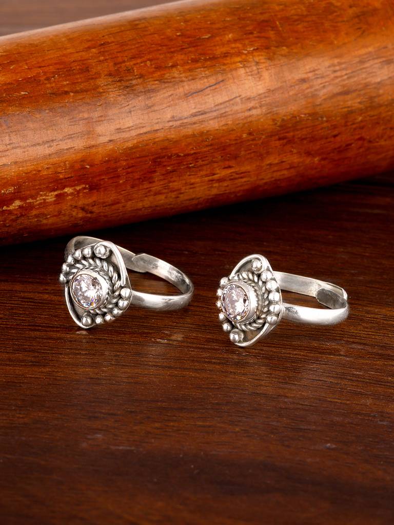 GIVA 925 Sterling Silver Oxidised Silver Spiral Toe Rings
