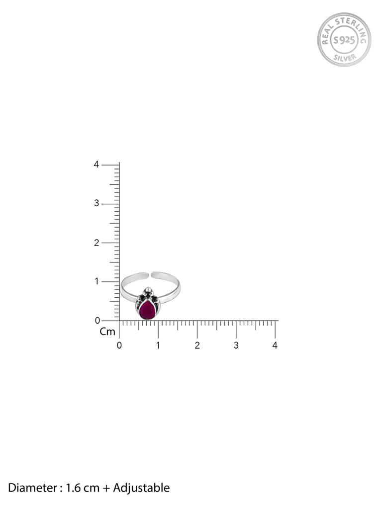 GIVA 925 Sterling Silver Oxidised Silver Ruby Red Toe Rings
