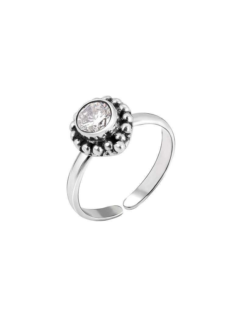 GIVA 925 Sterling Silver Oxidised Silver Crystal Clear Toe Rings