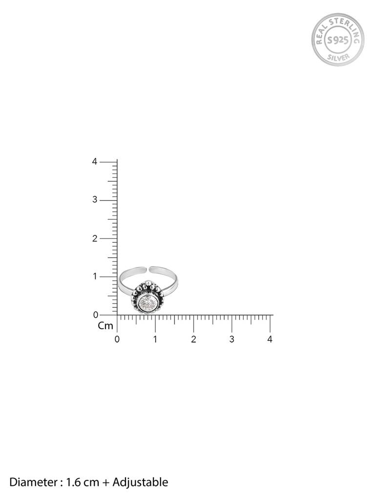 GIVA 925 Sterling Silver Oxidised Silver Crystal Clear Toe Rings