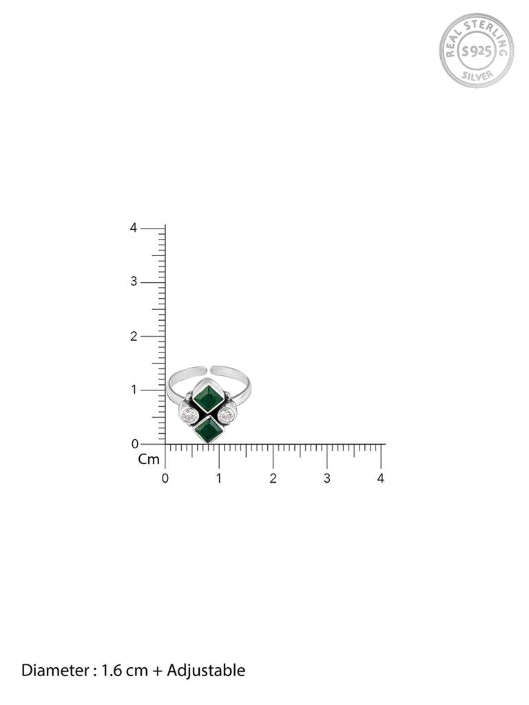 GIVA 925 Sterling Silver Oxidised Silver Emerald Toe Rings