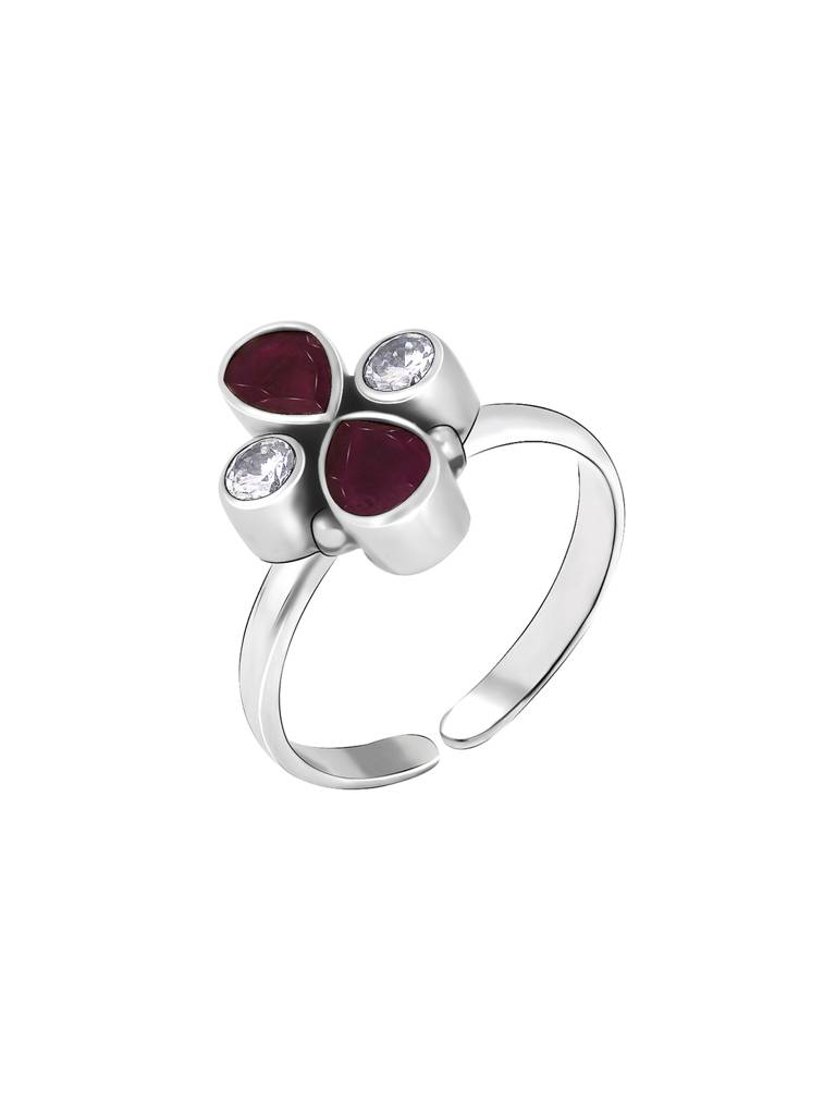 GIVA 925 Sterling Silver Floral Red Drops Toe Rings