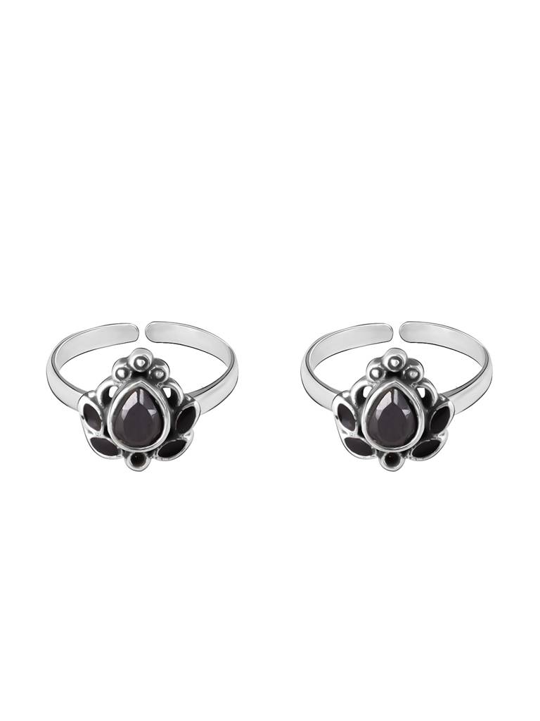 GIVA 925 Sterling Silver Black Pear Stone Toe Ring