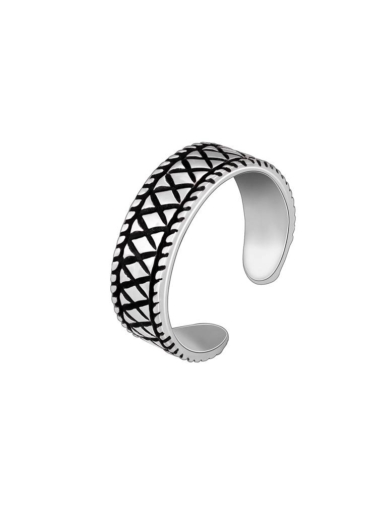 GIVA 925 Sterling Silver Oxidised Silver Black Patterned Toe Rings