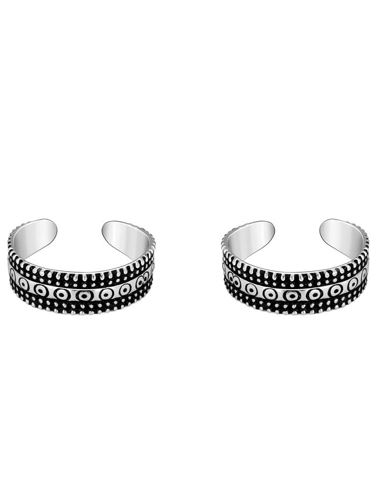 GIVA 925 Sterling Silver Oxidised Silver Black Beauty Toe Rings