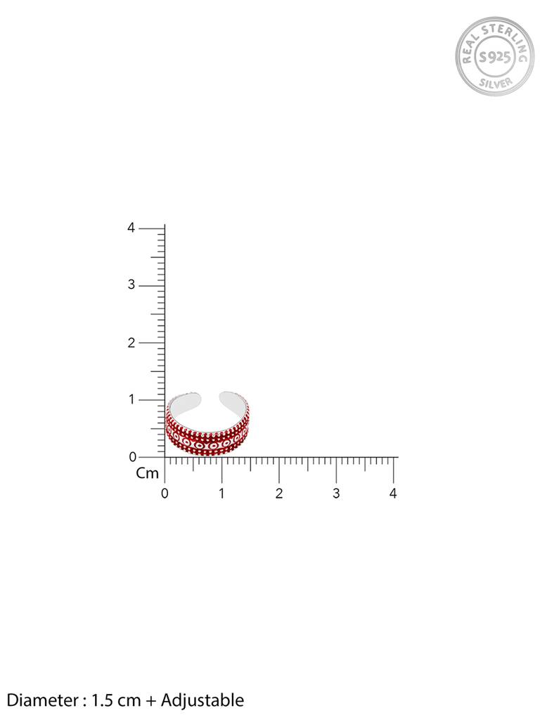 GIVA 925 Sterling Silver Oxidised Silver Red Love Toe Rings