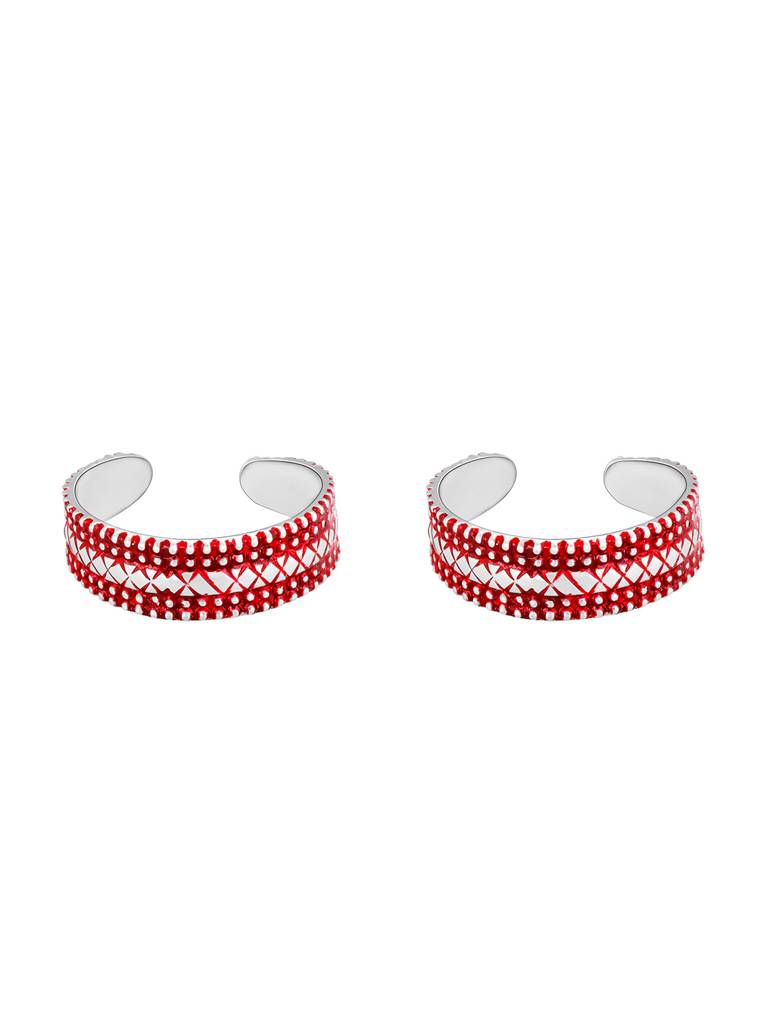 GIVA 925 Sterling Silver Burgundy Patterned Toe Rings